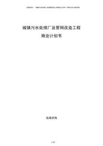 城鎮(zhèn)污水處理廠及管網(wǎng)改造工程商業(yè)計(jì)劃書