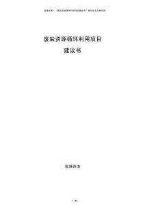 廢鹽資源循環(huán)利用項目建議書