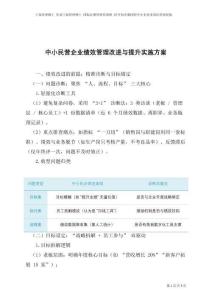 中小民營企業(yè)績效管理改進(jìn)與提升實(shí)施方案