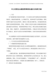 中小民營企業(yè)績效管理團隊建設(shè)與培養(yǎng)方案