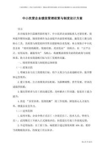 中小民營企業(yè)績效管理政策與制度設(shè)計方案