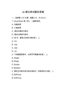 vb理論考試題及答案