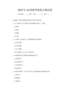 2025年AI技能等級能力測試卷