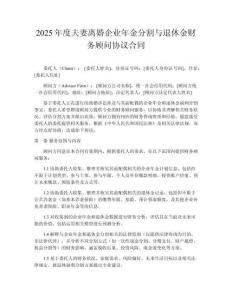 2025年度夫妻離婚企業(yè)年金分割與退休金財(cái)務(wù)顧問協(xié)議合同