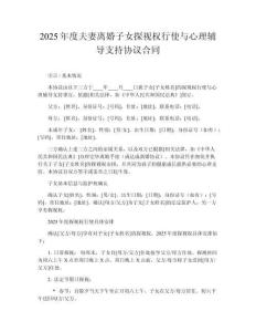 2025年度夫妻離婚子女探視權(quán)行使與心理輔導(dǎo)支持協(xié)議合同