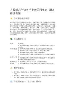 人教版六年級數(shù)學上冊第四單元《比》精講教案