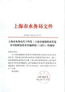 上海市城镇排水管道非开挖修复技术实施指南（试行版）