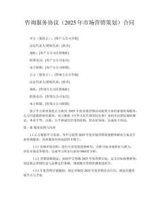 咨詢服務(wù)協(xié)議（2025年市場(chǎng)營銷策劃）?合同
