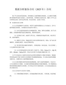 數(shù)據(jù)分析服務(wù)合同（2025年）合同