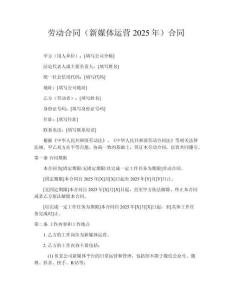 勞動合同（新媒體運營2025年）合同