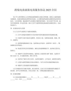 跨境電商虛擬電商服務協議2025合同