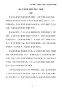 強化市場競爭規(guī)則與定價行為監(jiān)督