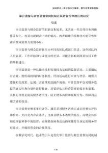 審計監(jiān)督與財會監(jiān)督協(xié)同機制在風險管控中的應用研究