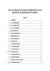 2026年食鹽自動化檢測與剔除設(shè)備行業(yè)發(fā)展現(xiàn)狀及未來趨勢研究分析報告