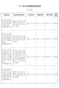 2023年司法解釋備案目錄