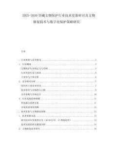 2025-2030館藏文物保護行業(yè)技術(shù)更新研討及文物修復(fù)技術(shù)與數(shù)字化保護策略研究
