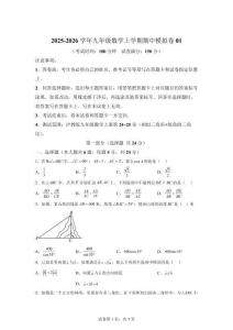 期中模擬卷01（滬教版九上第24~25章：相似三角形+銳角的三角比）九年級數(shù)學(xué)上學(xué)期滬教版五四制【含答案】