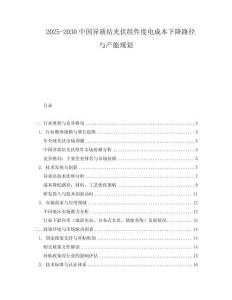 2025-2030中國(guó)異質(zhì)結(jié)光伏組件度電成本下降路徑與產(chǎn)能規(guī)劃