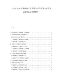 2025-2030鋼鐵制造產(chǎn)業(yè)市場全面分析及未來方向與商業(yè)機(jī)會觀察報(bào)告