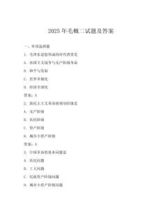 2025年毛概二試題及答案
