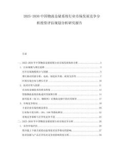 2025-2030中國(guó)物流倉(cāng)儲(chǔ)系統(tǒng)行業(yè)市場(chǎng)發(fā)展競(jìng)爭(zhēng)分析投資評(píng)估規(guī)劃分析研究報(bào)告