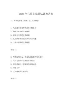 2025年馬原主觀題試題及答案