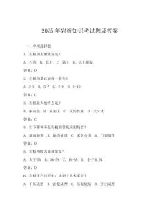 2025年巖板知識考試題及答案