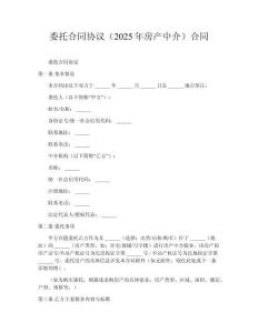 委托合同協(xié)議（2025年房產(chǎn)中介）合同