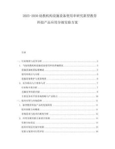 2025-2030幼教機(jī)構(gòu)設(shè)施設(shè)備使用率研究新型教育科技產(chǎn)品應(yīng)用分級(jí)實(shí)驗(yàn)方案