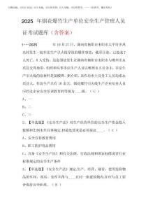 2025年煙花爆竹生產(chǎn)單位安全生產(chǎn)管理人員證考試題庫(含答案)