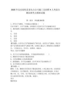 2025年安慶宿松縣某電力公司施工員招聘4人考前自測(cè)高頻考點(diǎn)模擬試題（含答案詳解）