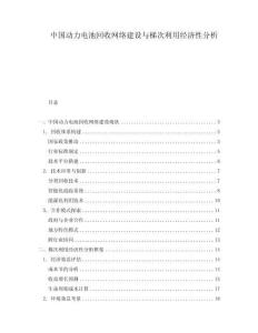 中國(guó)動(dòng)力電池回收網(wǎng)絡(luò)建設(shè)與梯次利用經(jīng)濟(jì)性分析