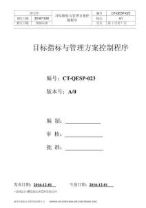 M2 CT-QEP-023  目標(biāo)指標(biāo)與管理方案控制程序