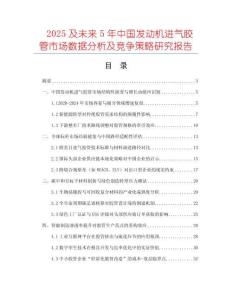 2025及未來5年中國發(fā)動(dòng)機(jī)進(jìn)氣膠管市場數(shù)據(jù)分析及競爭策略研究報(bào)告