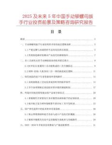 2025及未來5年中國手動鉚螺母扳手行業(yè)投資前景及策略咨詢研究報告