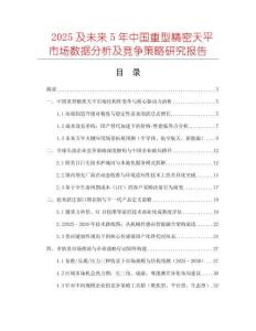 2025及未来5年中国重型精密天平市场数据分析及竞争策略研究报告