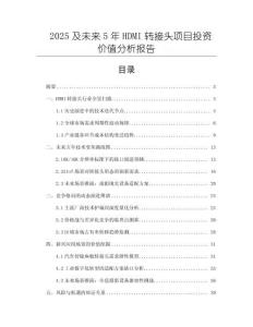 2025及未來(lái)5年HDMI轉(zhuǎn)接頭項(xiàng)目投資價(jià)值分析報(bào)告