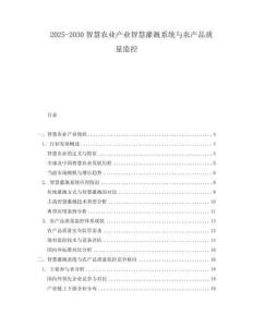2025-2030智慧農(nóng)業(yè)產(chǎn)業(yè)智慧灌溉系統(tǒng)與農(nóng)產(chǎn)品質(zhì)量監(jiān)控