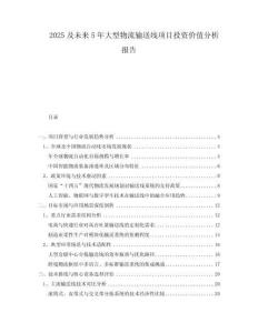 2025及未來(lái)5年大型物流輸送線項(xiàng)目投資價(jià)值分析報(bào)告