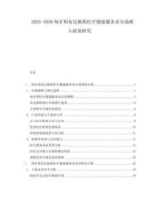 2025-2030匈牙利布達(dá)佩斯醫(yī)療健康服務(wù)業(yè)市場準(zhǔn)入政策研究