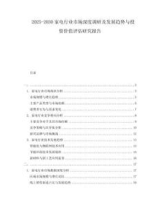 2025-2030家電行業(yè)市場深度調(diào)研及發(fā)展趨勢(shì)與投資價(jià)值評(píng)估研究報(bào)告