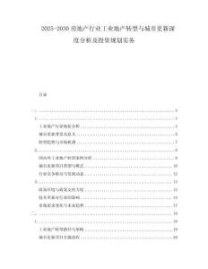 2025-2030房地產(chǎn)行業(yè)工業(yè)地產(chǎn)轉(zhuǎn)型與城市更新深度分析及投資規(guī)劃實務(wù)