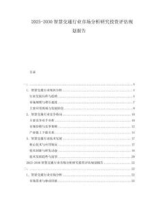 2025-2030智慧交通行業(yè)市場分析研究投資評估規(guī)劃報告