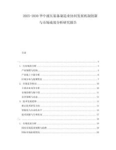 2025-2030華中液壓裝備制造業(yè)協(xié)同發(fā)展機制創(chuàng)新與市場成效分析研究報告
