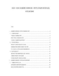 2025-2030南通模具鋼材進(jìn)口替代市場(chǎng)供需優(yōu)化技術(shù)發(fā)展策略