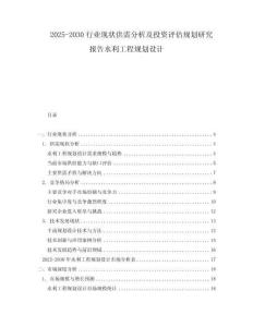 2025-2030行業(yè)現(xiàn)狀供需分析及投資評估規(guī)劃研究報告水利工程規(guī)劃設(shè)計