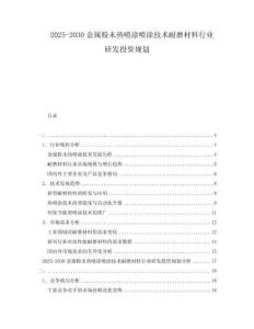 2025-2030金屬粉末熱噴涂噴涂技術(shù)耐磨材料行業(yè)研發(fā)投資規(guī)劃