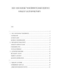 2025-2030商業(yè)地產(chǎn)招商策略研究及城市更新項(xiàng)目市場定位與運(yùn)營效率提升報(bào)告