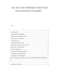 2025-2030文化遺產(chǎn)修繕建筑保護古建筑行業(yè)技術(shù)方案作品保護政策責任評估規(guī)劃報告