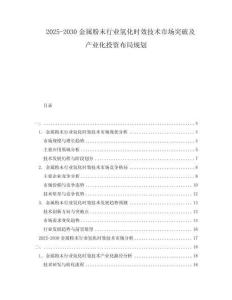 2025-2030金屬粉末行業(yè)氫化時(shí)效技術(shù)市場突破及產(chǎn)業(yè)化投資布局規(guī)劃